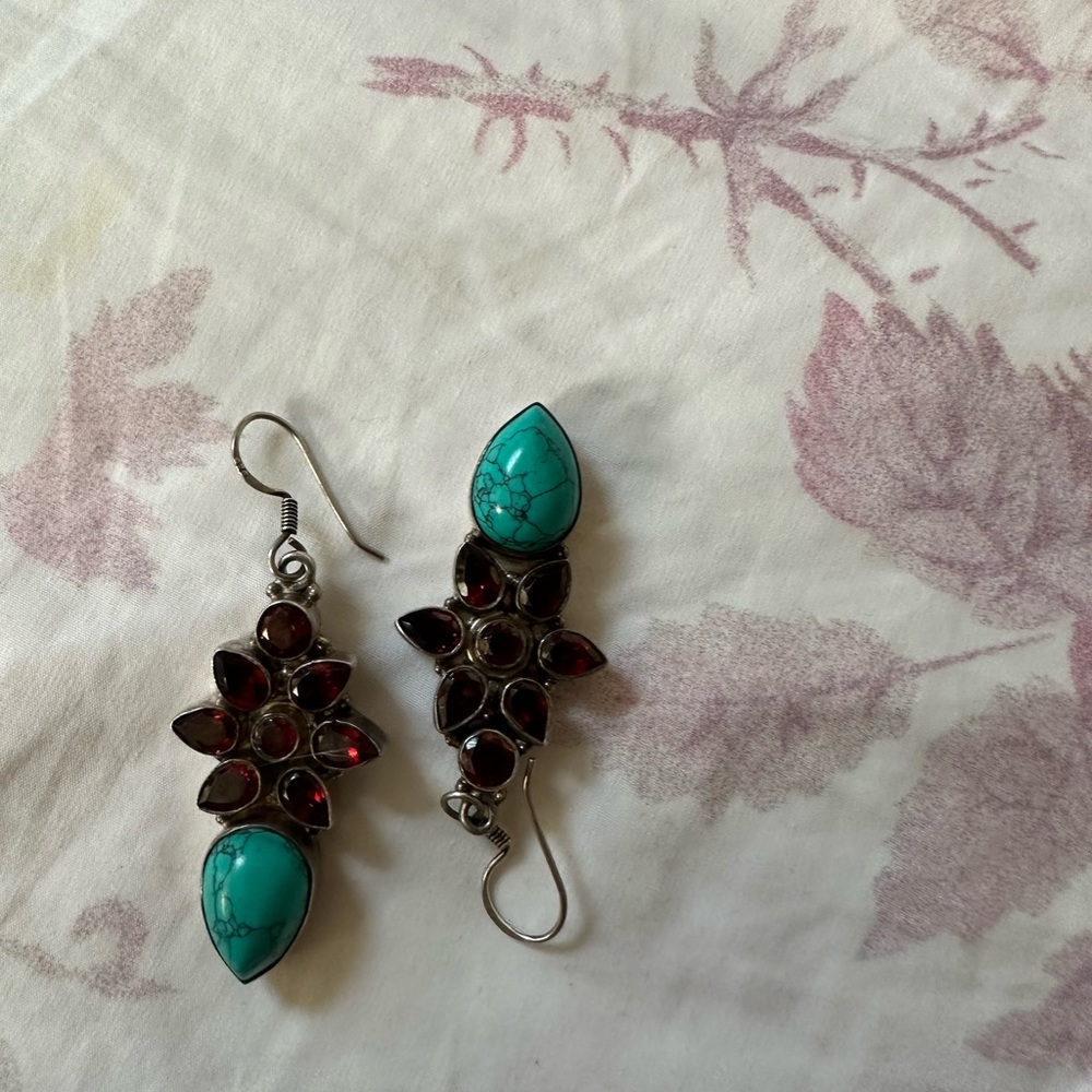 Torquise Garnet earrings